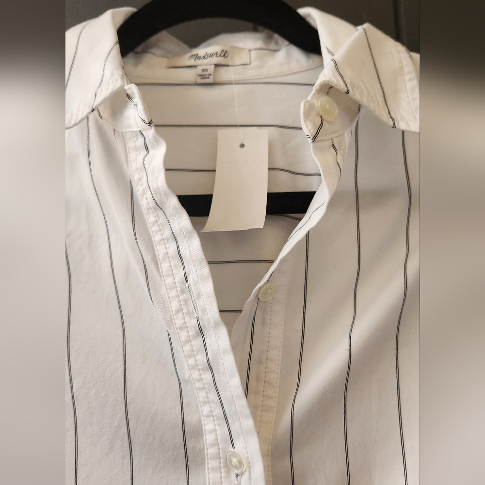Madewell Pinstripe Bubble Hem Mini Shirtdress - Picture 4 of 11